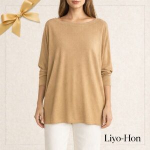 Liyo Hon Tan Dolman Sleeve Knit Top Oversized